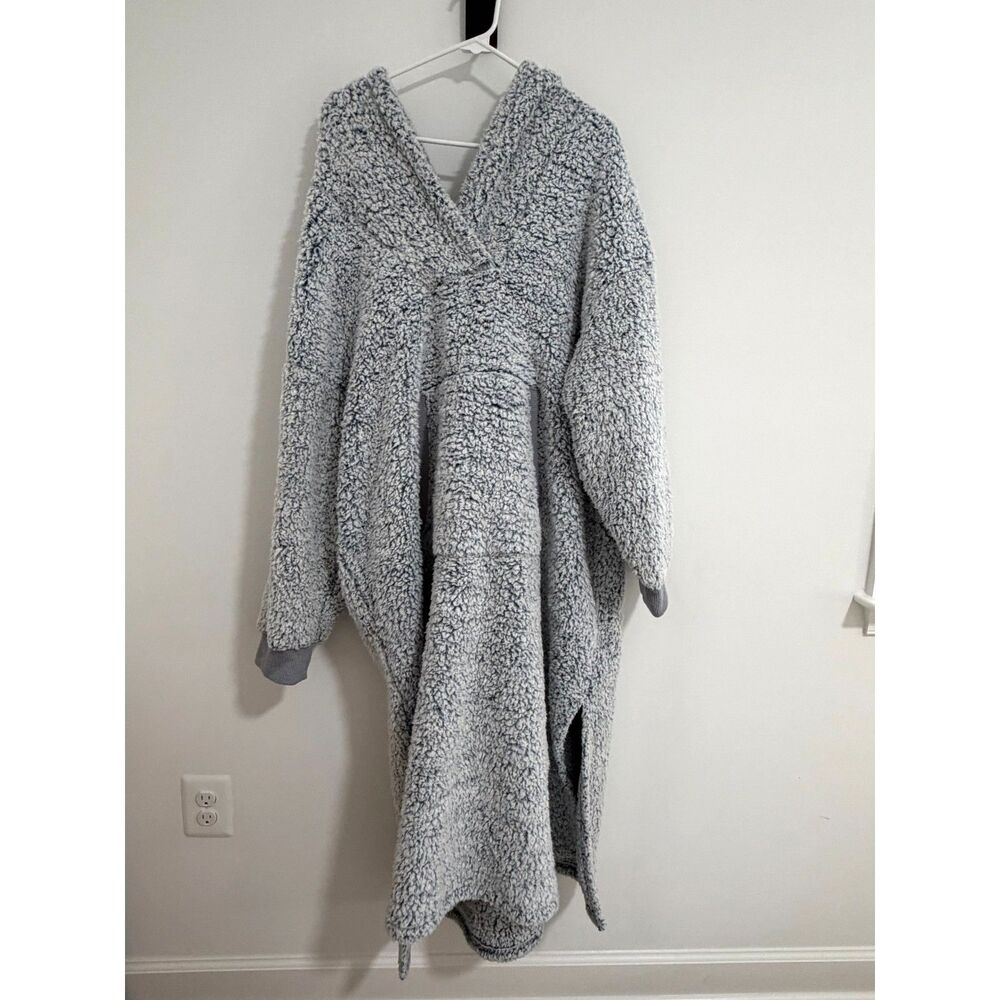 Simply Vera Vera Wang Gray Sherpa Hooded Oversized Cozy Blanket Cardigan L